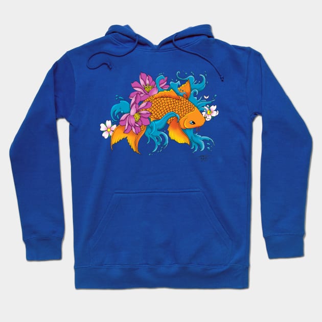 Koi and Flowers Hoodie by tigressdragon